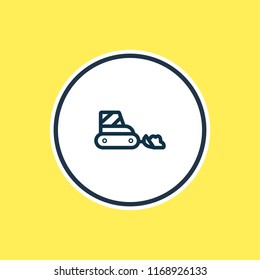Vector illustration of snow removal car icon line. Beautiful transit element also can be used as snowplow icon element.