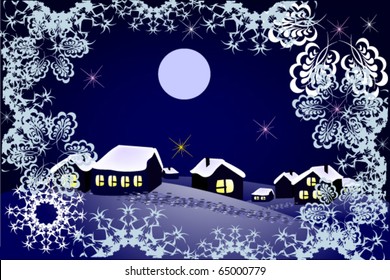 vector illustration of  snow village