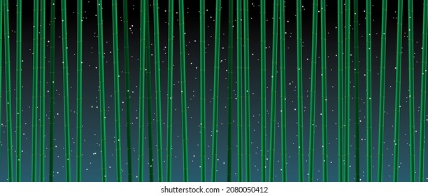 Vector illustration of snow waving in a bamboo grove