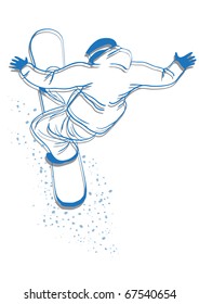 Vector illustration of snowboard freerider doing trick