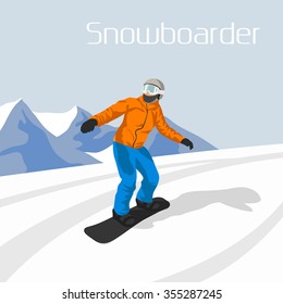 Vector illustration of a snowboarder 