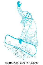 Vector illustration of snowboarder doing extreme trick