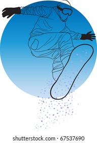 Vector illustration of snowboarder jumping