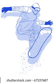 Vector illustration of snowboarder on a white background