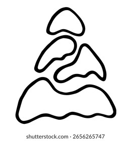 Vektorgrafik des schneebedeckten Weihnachtsbaums im Doodle-Stil.