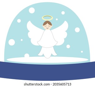 Vector illustration of a snowdome with an angel