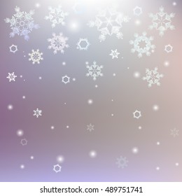 Vector illustration of snowfall. Background with snowflakes.