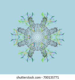 Vector illustration. Snowflake vector background color. Xmas frost snow flake isolated silhouette symbol. Winter christmas snow flat crystal element. Weather illustration ice collection.