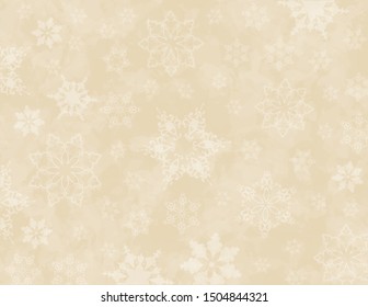 Vector illustration of a snowflake background. Tan and cream colored winter background. 