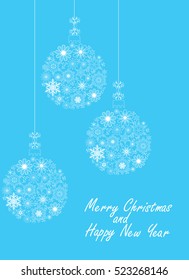 vector illustration of snowflake balls Christmas background