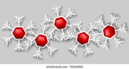 Vector illustration of snowflake banner, Christmas decoration tag or label badge.