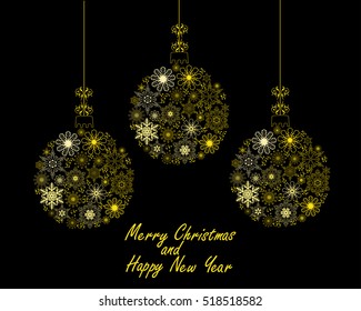 vector illustration of snowflake Christmas balls holiday background