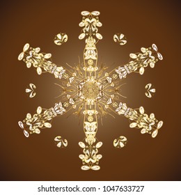 Vector illustration. Snowflake colorful pattern. Flat design with abstract snowflakes isolated on colors background. Snowflakes pattern. Vector snowflakes background.