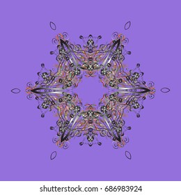 Vector illustration. Snowflake colorful pattern. Flat design with abstract snowflakes isolated on colors background. Snowflakes pattern. Vector snowflakes background.