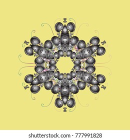 Vector illustration. Snowflake colorful pattern. Flat design with abstract snowflakes isolated on colors background. Snowflakes pattern. Vector snowflakes background.