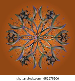 Vector illustration. Snowflake doodle graphic hand-drawn. Colorful snowflakes for christmas winter design.