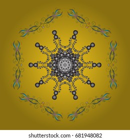 Vector illustration. Snowflake doodle graphic hand-drawn. Colorful snowflakes for christmas winter design.