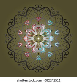 Vector illustration. Snowflake doodle graphic hand-drawn. Colorful snowflakes for christmas winter design.