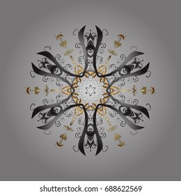 Vector illustration. Snowflake doodle graphic hand-drawn. Colorful snowflakes for christmas winter design.