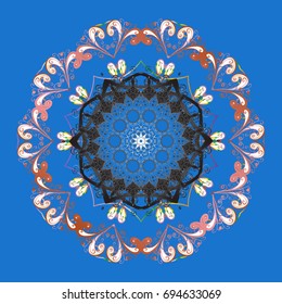 Vector illustration. Snowflake doodle graphic hand-drawn. Colorful snowflakes for christmas winter design.