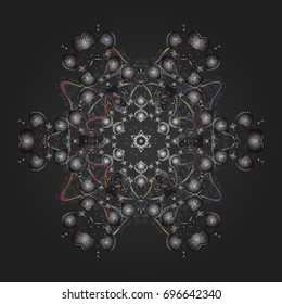 Vector illustration. Snowflake doodle graphic hand-drawn. Colorful snowflakes for christmas winter design.