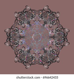 Vector illustration. Snowflake doodle graphic hand-drawn. Colorful snowflakes for christmas winter design.