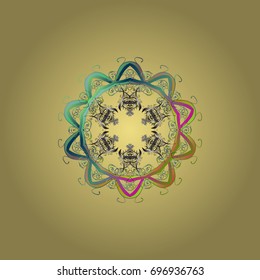Vector illustration. Snowflake doodle graphic hand-drawn. Colorful snowflakes for christmas winter design.