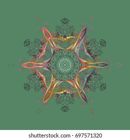 Vector illustration. Snowflake doodle graphic hand-drawn. Colorful snowflakes for christmas winter design.