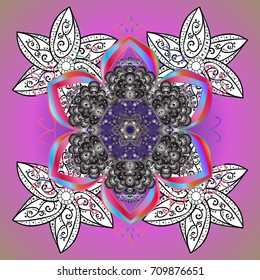 Vector illustration. Snowflake doodle graphic hand-drawn. Colorful snowflakes for christmas winter design.