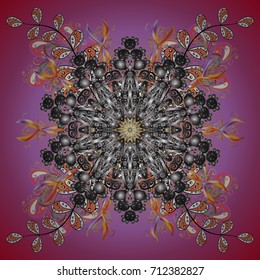Vector illustration. Snowflake doodle graphic hand-drawn. Colorful snowflakes for christmas winter design.