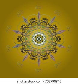 Vector illustration. Snowflake doodle graphic hand-drawn. Colorful snowflakes for christmas winter design.