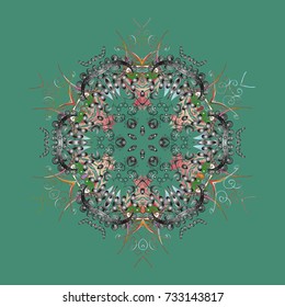 Vector illustration. Snowflake doodle graphic hand-drawn. Colorful snowflakes for christmas winter design.
