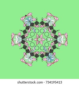 Vector illustration. Snowflake doodle graphic hand-drawn. Colorful snowflakes for christmas winter design.