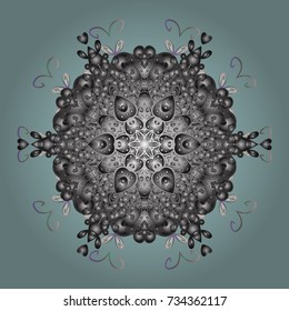 Vector illustration. Snowflake doodle graphic hand-drawn. Colorful snowflakes for christmas winter design.