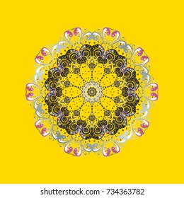 Vector illustration. Snowflake doodle graphic hand-drawn. Colorful snowflakes for christmas winter design.