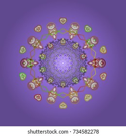Vector illustration. Snowflake doodle graphic hand-drawn. Colorful snowflakes for christmas winter design.