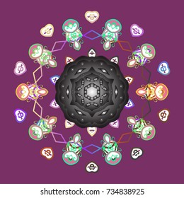 Vector illustration. Snowflake doodle graphic hand-drawn. Colorful snowflakes for christmas winter design.