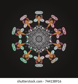 Vector illustration. Snowflake doodle graphic hand-drawn. Colorful snowflakes for christmas winter design.