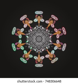 Vector illustration. Snowflake doodle graphic hand-drawn. Colorful snowflakes for christmas winter design.