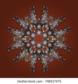 Vector illustration. Snowflake doodle graphic hand-drawn. Colorful snowflakes for christmas winter design.