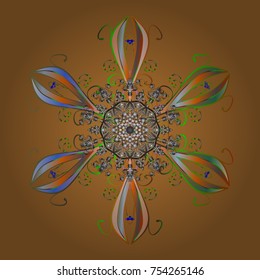 Vector illustration. Snowflake doodle graphic hand-drawn. Colorful snowflakes for christmas winter design.