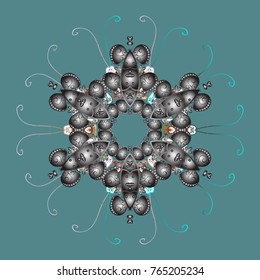 Vector illustration. Snowflake doodle graphic hand-drawn. Colorful snowflakes for christmas winter design.