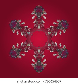 Vector illustration. Snowflake doodle graphic hand-drawn. Colorful snowflakes for christmas winter design.