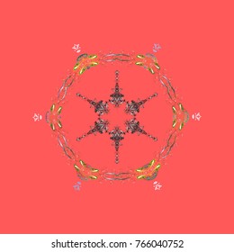 Vector illustration. Snowflake doodle graphic hand-drawn. Colorful snowflakes for christmas winter design.