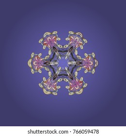 Vector illustration. Snowflake doodle graphic hand-drawn. Colorful snowflakes for christmas winter design.