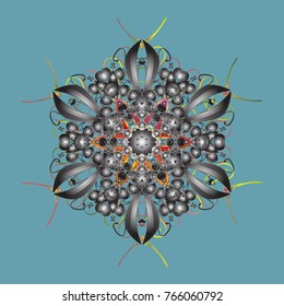 Vector illustration. Snowflake doodle graphic hand-drawn. Colorful snowflakes for christmas winter design.