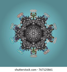 Vector illustration. Snowflake doodle graphic hand-drawn. Colorful snowflakes for christmas winter design.