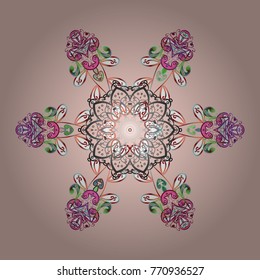 Vector illustration. Snowflake doodle graphic hand-drawn. Colorful snowflakes for christmas winter design.