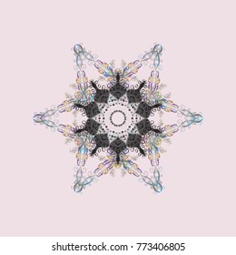 Vector illustration. Snowflake doodle graphic hand-drawn. Colorful snowflakes for christmas winter design.