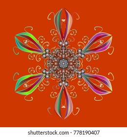 Vector illustration. Snowflake doodle graphic hand-drawn. Colorful snowflakes for christmas winter design.